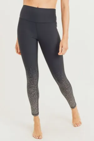 Metallic Raindrop High-Waisted Tummy ControlBlack Leggings ~FINAL SALE