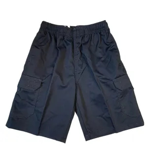 4055-N Elastic Waist Drill Cargo Shorts - Navy