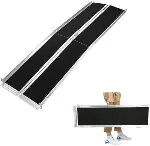 8Ft Ramp For Wheelchair, Multi-fold Wheelchair Ramps, w/Anti-Slip Carpeted Stairs, Mobility Handicap Suitcase For Doorways, Stairs, Mobility Scooter