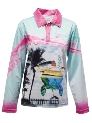 Adult Long Sleeve Sun Safe Fishing Shirt - Pink Jetty