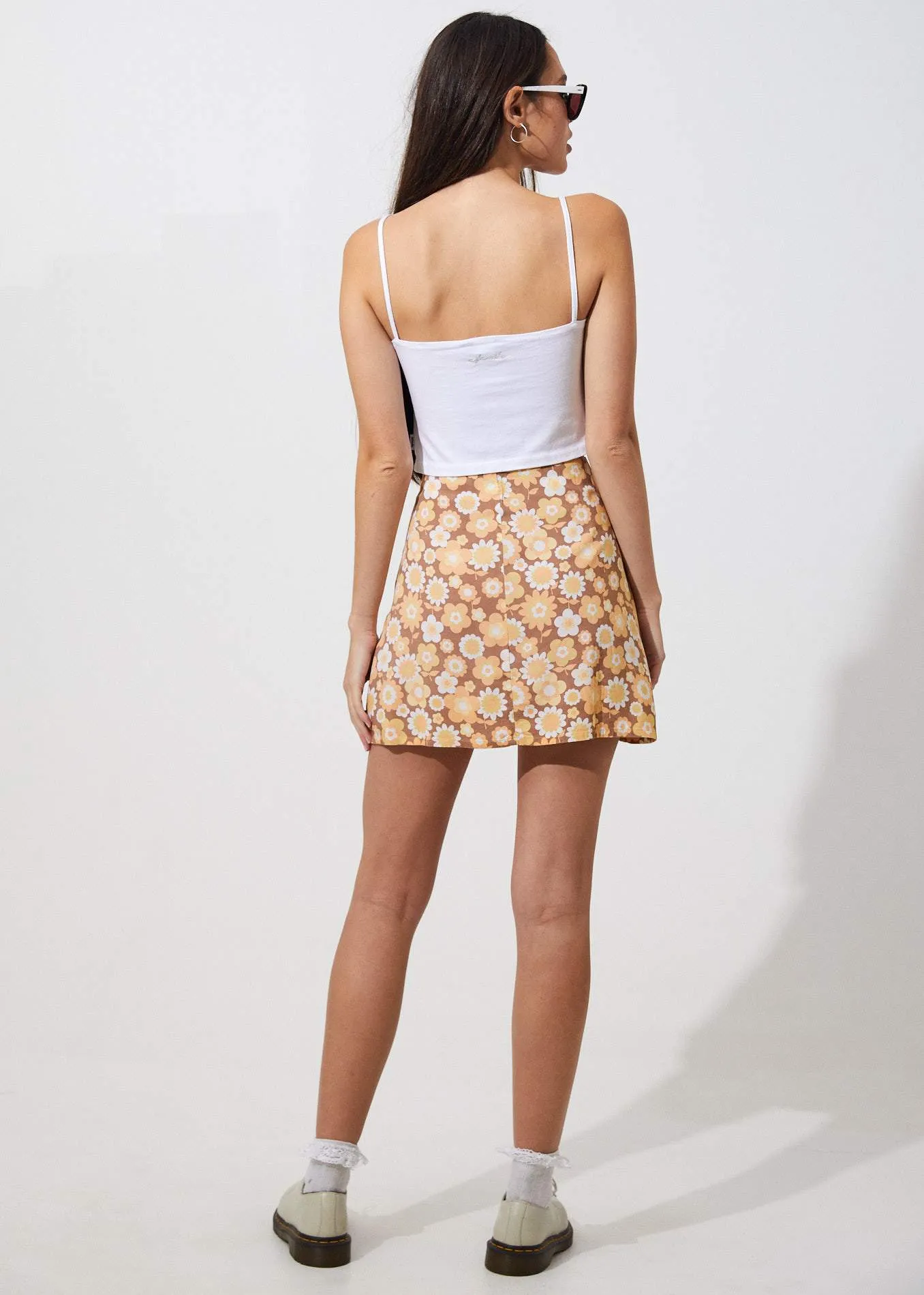 Afends Womens MJ Floral - Hemp A Line Mini Skirt - Sienna