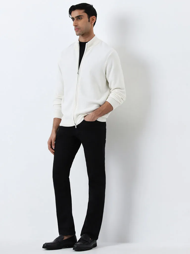 Ascot White Solid Relaxed-Fit Jacket