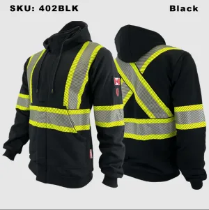 Atlas Black Zip-up FR/AR Hoodies w/ Segmented 4” Stripes 402BLK