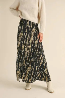 Black   Tan Pattern Long Skirt