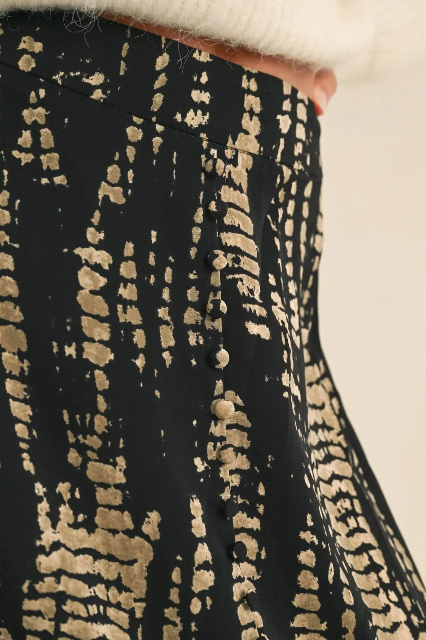 Black   Tan Pattern Long Skirt