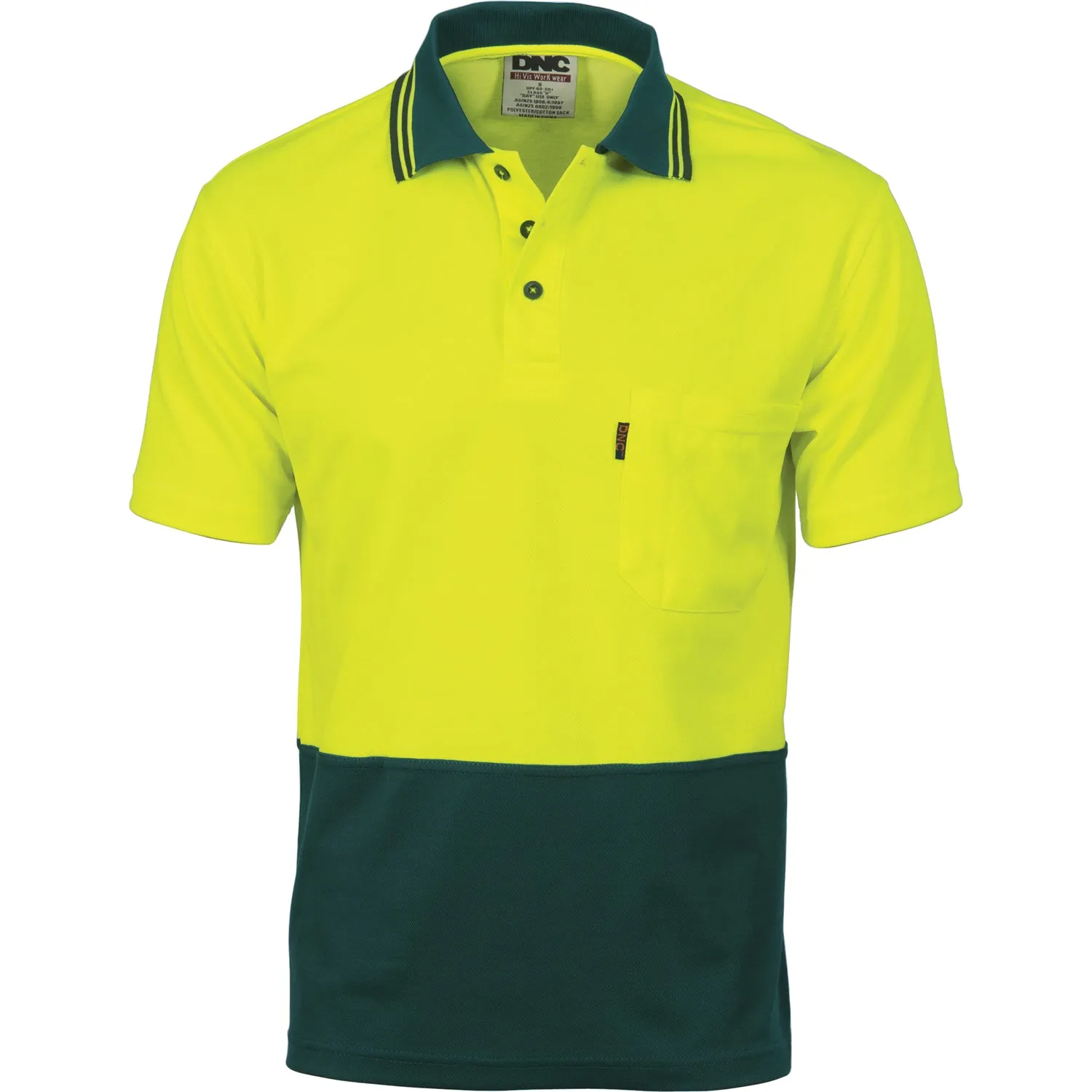 DNC Cotton Back Hi Vis Two Tone Fluoro Polo S/S (3814)