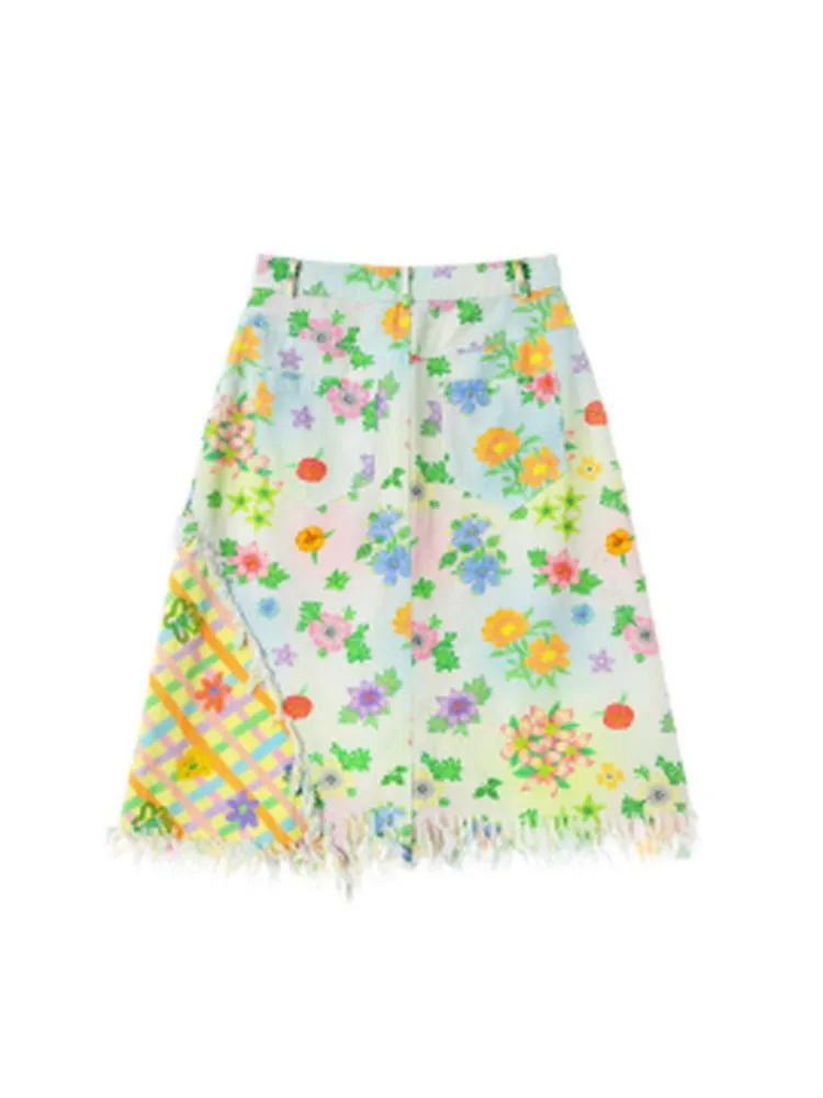 Flower Floral A-line High Waist Skirt【s0000002759】