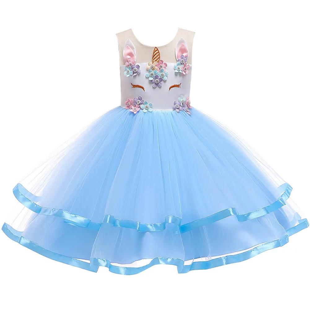 Girls' Unicorn Dress Princess Dress Kids' Skirt Christmas Dress Gauze Dress Kids Dress