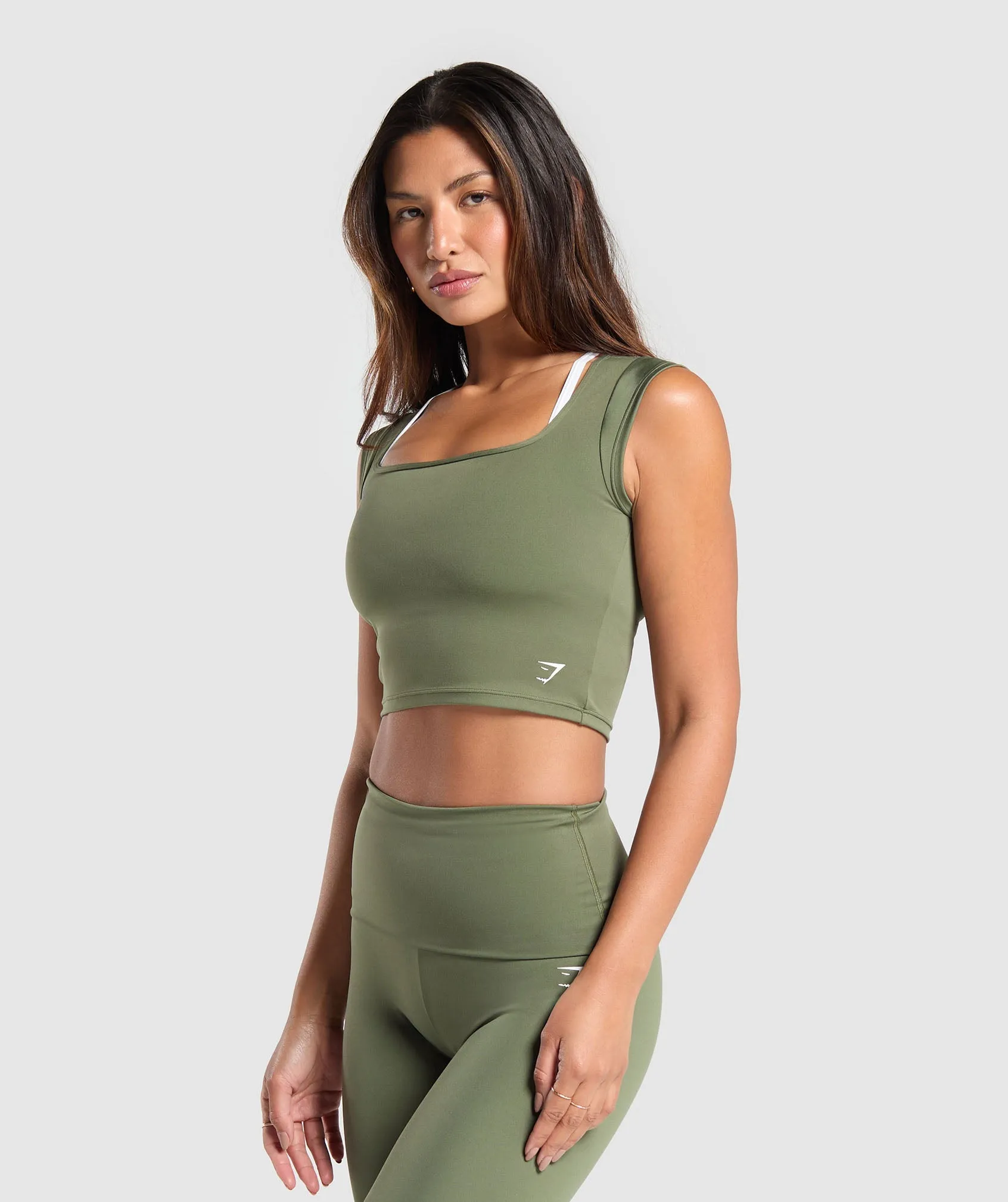 Gymshark Everyday C&S Trend Crop Top - Core Olive