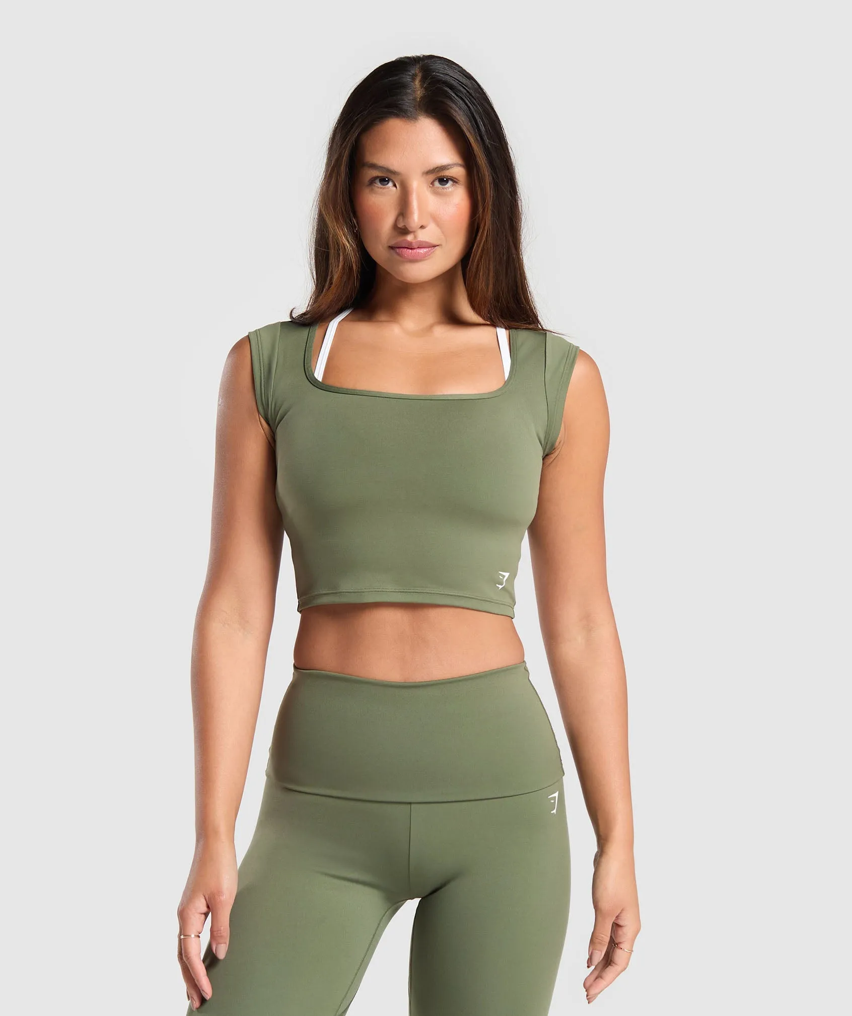 Gymshark Everyday C&S Trend Crop Top - Core Olive