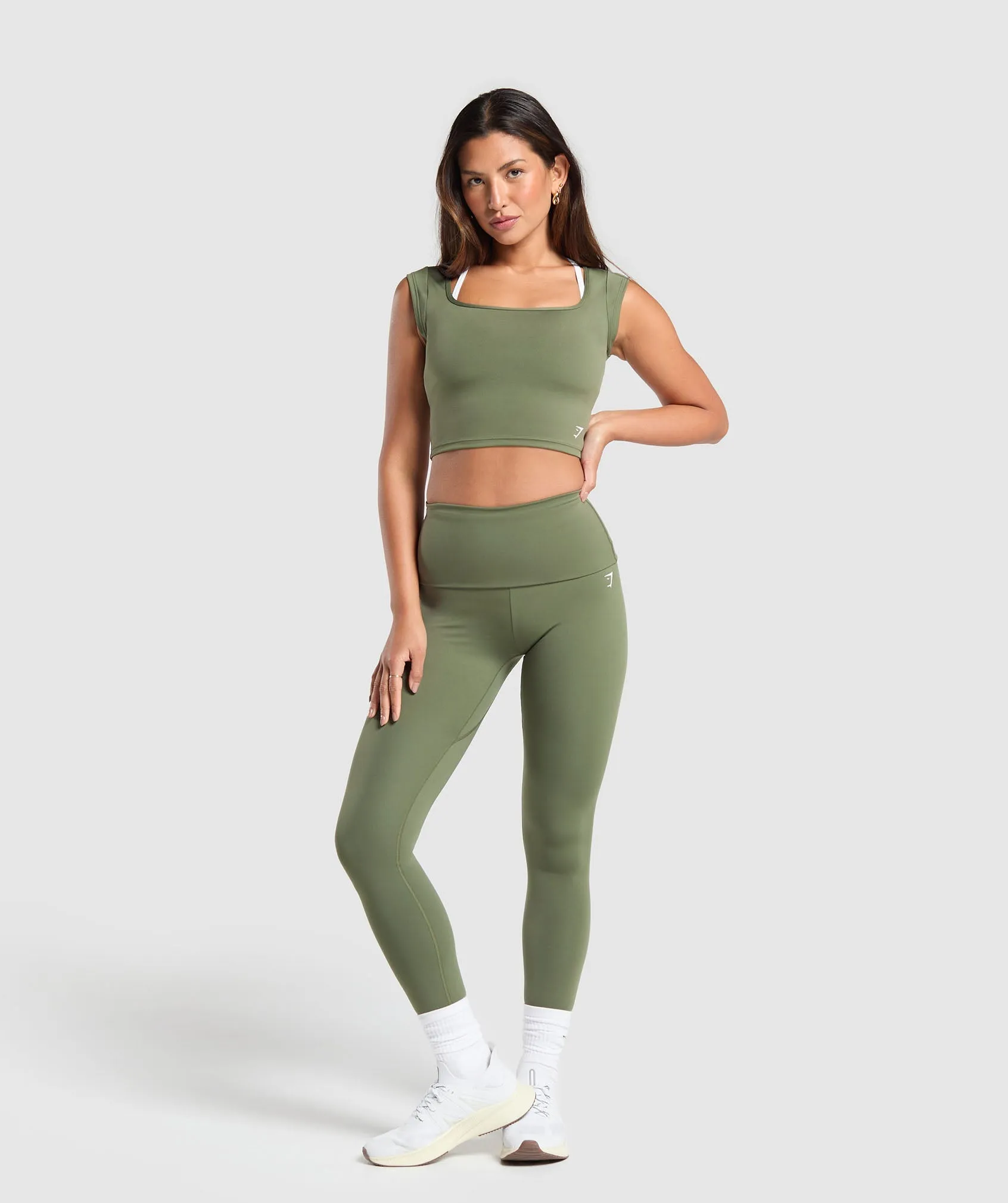 Gymshark Everyday C&S Trend Crop Top - Core Olive