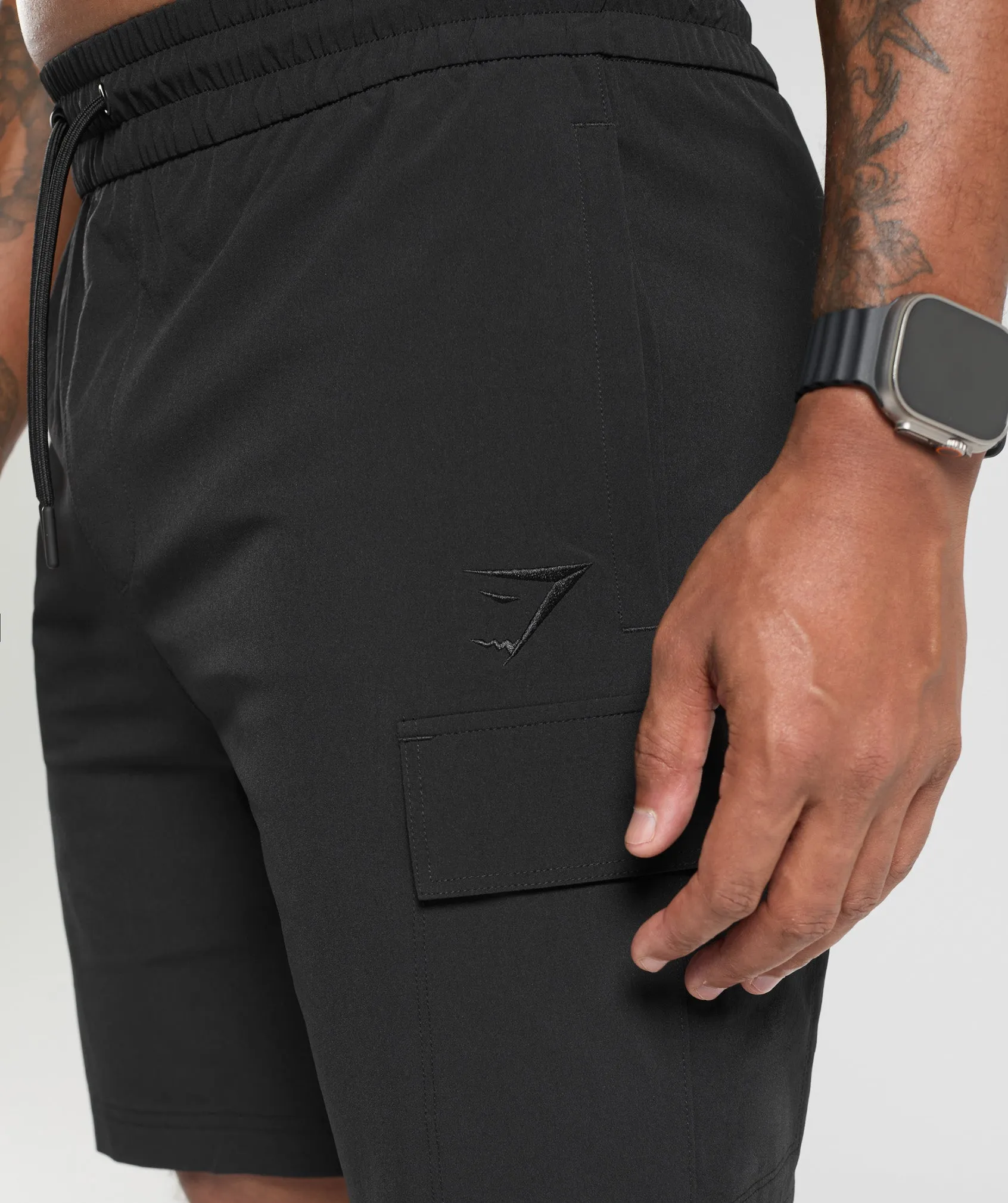 Gymshark Stretch Woven Cargo Shorts - Black