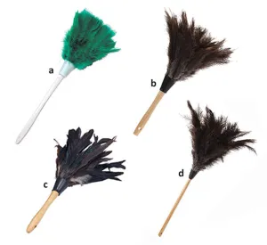 Lambskin Ostrich Feathers – 14" Plume, on a 1/2'' dowel handle, 30" overall ©