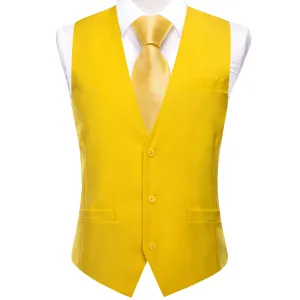 Light Yellow Solid Silk Style Men's Single Vest