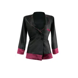 Marjorie Contrast Cuff Satin Blazer Jacket - M/L (Garment Only - No Box)