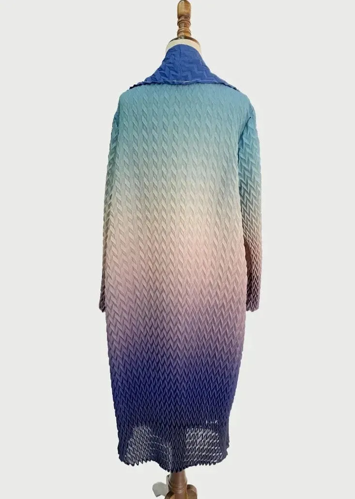 Miyake Pleated Gradient Duster Cardigan