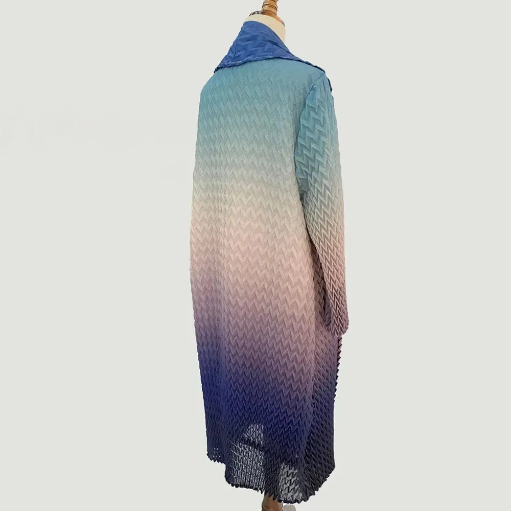 Miyake Pleated Gradient Duster Cardigan