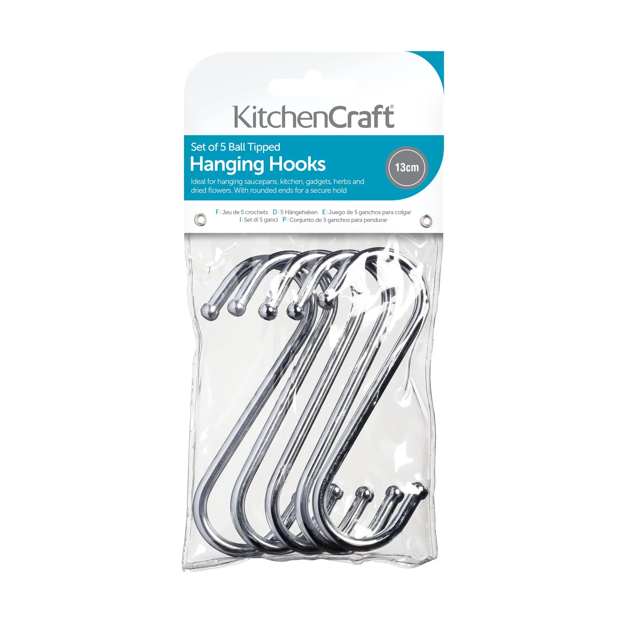 Pack of Five 'S' Hooks- Various Sizes