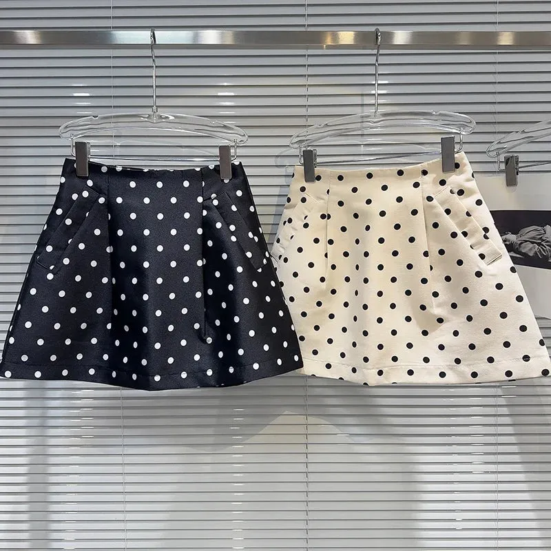 Pre Order:  Polka Dot A-Line Hip Wrap Skirt