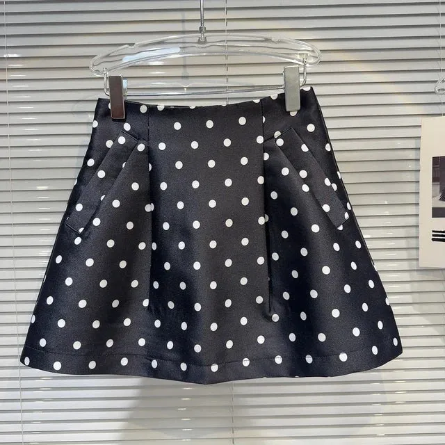 Pre Order:  Polka Dot A-Line Hip Wrap Skirt