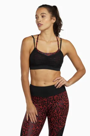 Red and Black Leopard Wet look Sport Bra