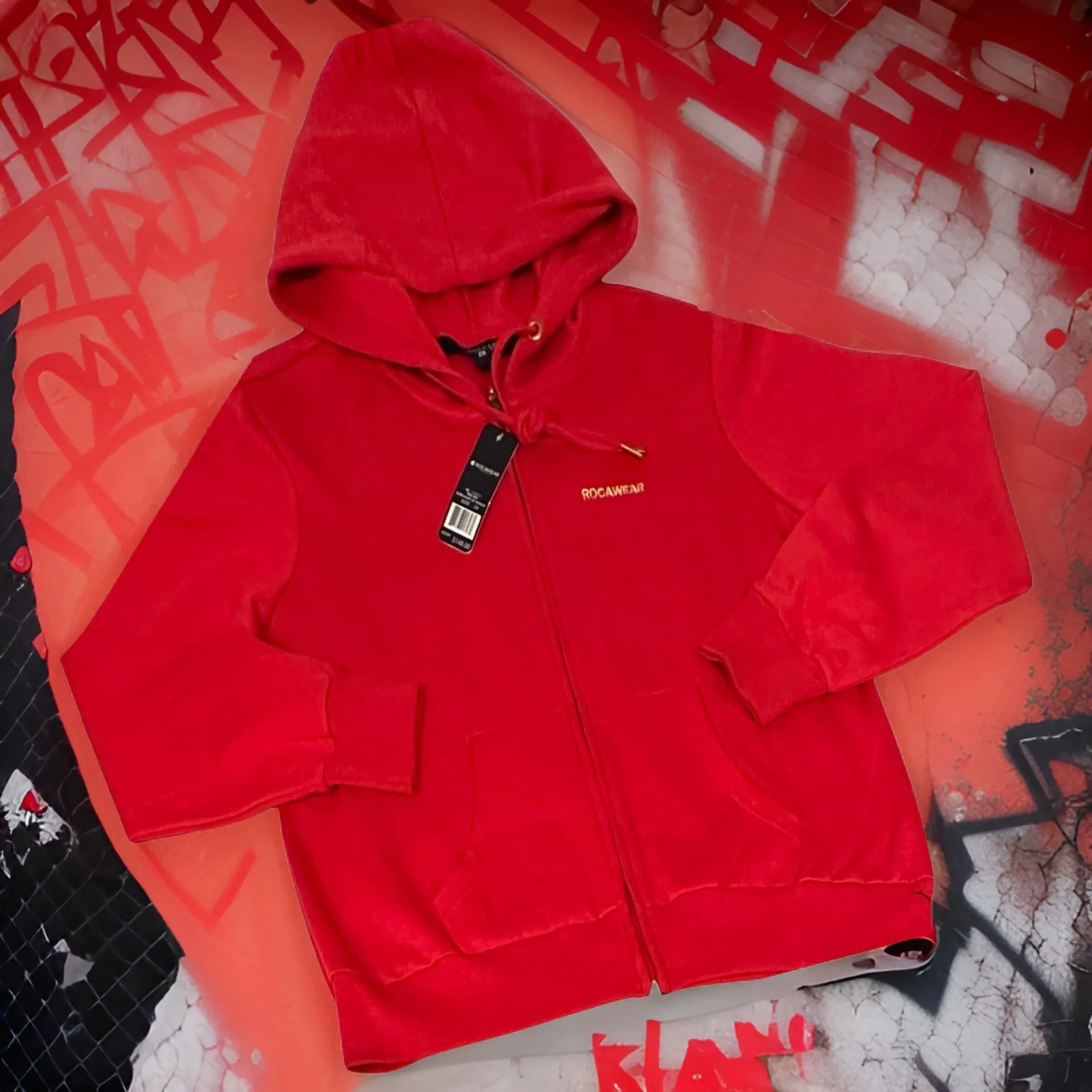 *ROCAWEAR* (TRUE RED) ZIP UP HOODIES (VINTAGE DEAD-STOCK)